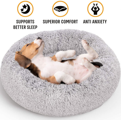 Large Modern Soft Plush Round Pet Bed for Cats or Dogs -Size Large
