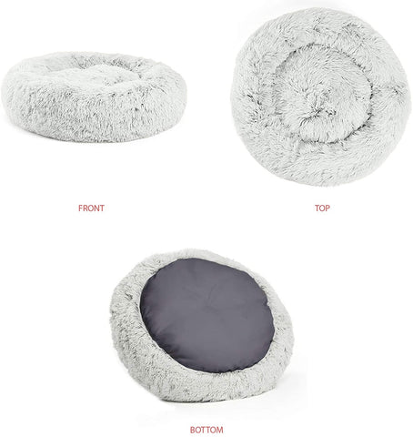 Large Modern Soft Plush Round Pet Bed for Cats or Dogs -Size Large