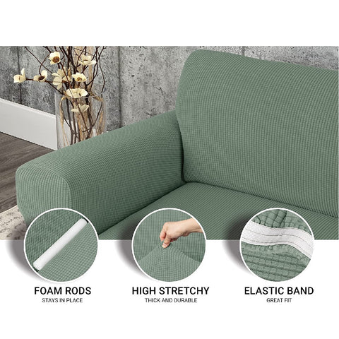 Couch Cover 4 Seater Stretch Couch Cover Elastic Fabric - Celadon green