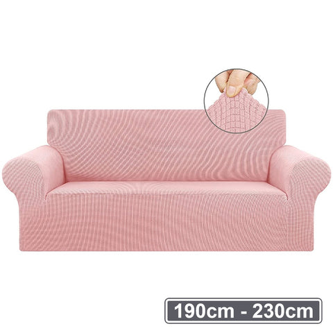 3 Seats Stretch Full Cover Couch Cover Elastic Fabric -Peach Pink