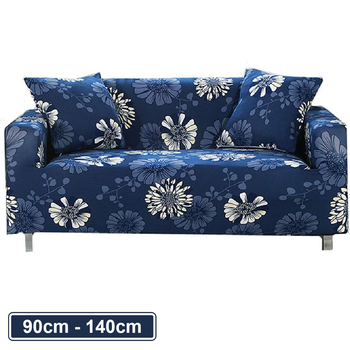 Couch Cover Dark Blue with Chrysanthemum 1 Seater