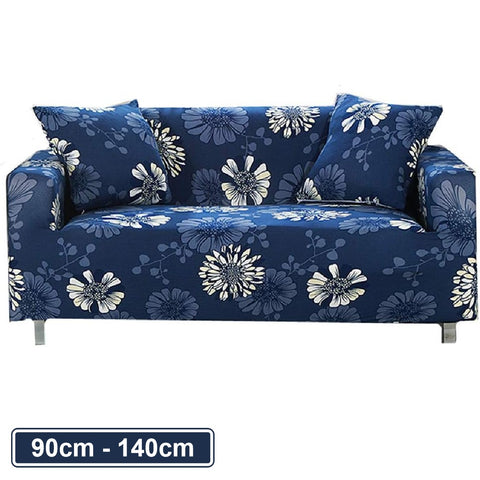 Couch Cover Dark Blue with Chrysanthemum 1 Seater