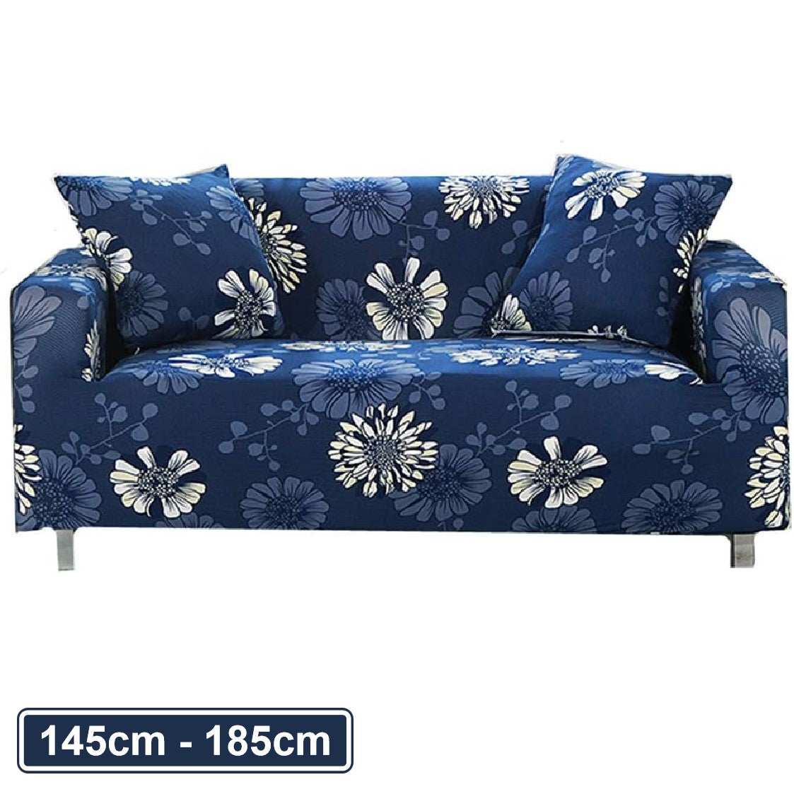 Couch Cover Dark Blue with Chrysanthemum 2 Seater