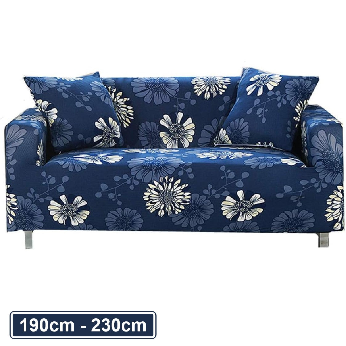 Couch Cover Dark Blue with Chrysanthemum 3 Seater