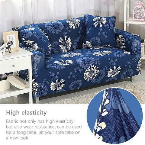 Couch Cover Dark Blue with Chrysanthemum 1 Seater