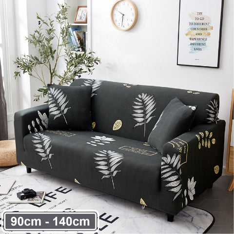 Couch Cover Leaves Black 1 Seater