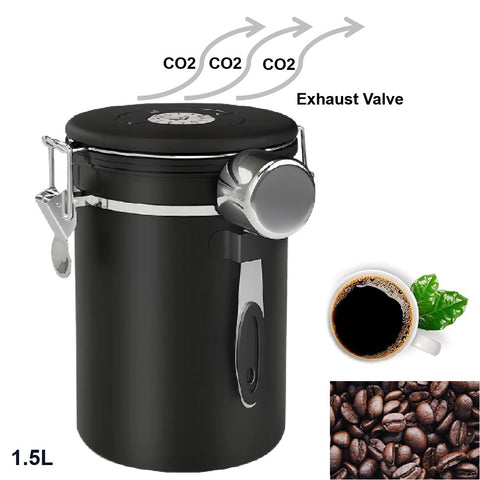 1.5L Coffee Canisters Airtight Coffee Food Storage Container with Exhaust Valve