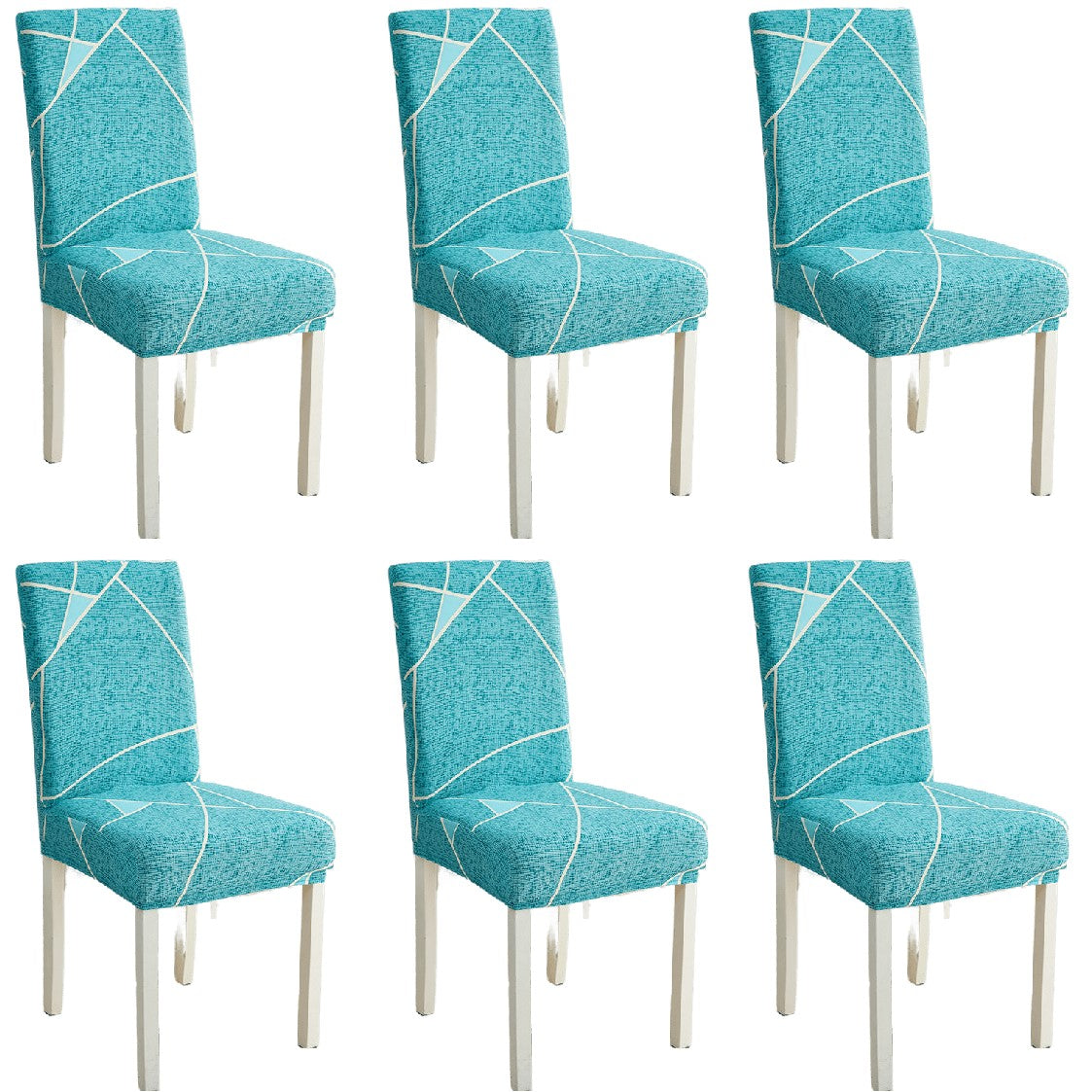 6Pcs Stretch Spandex Dining Room Chair Covers - Light Blue