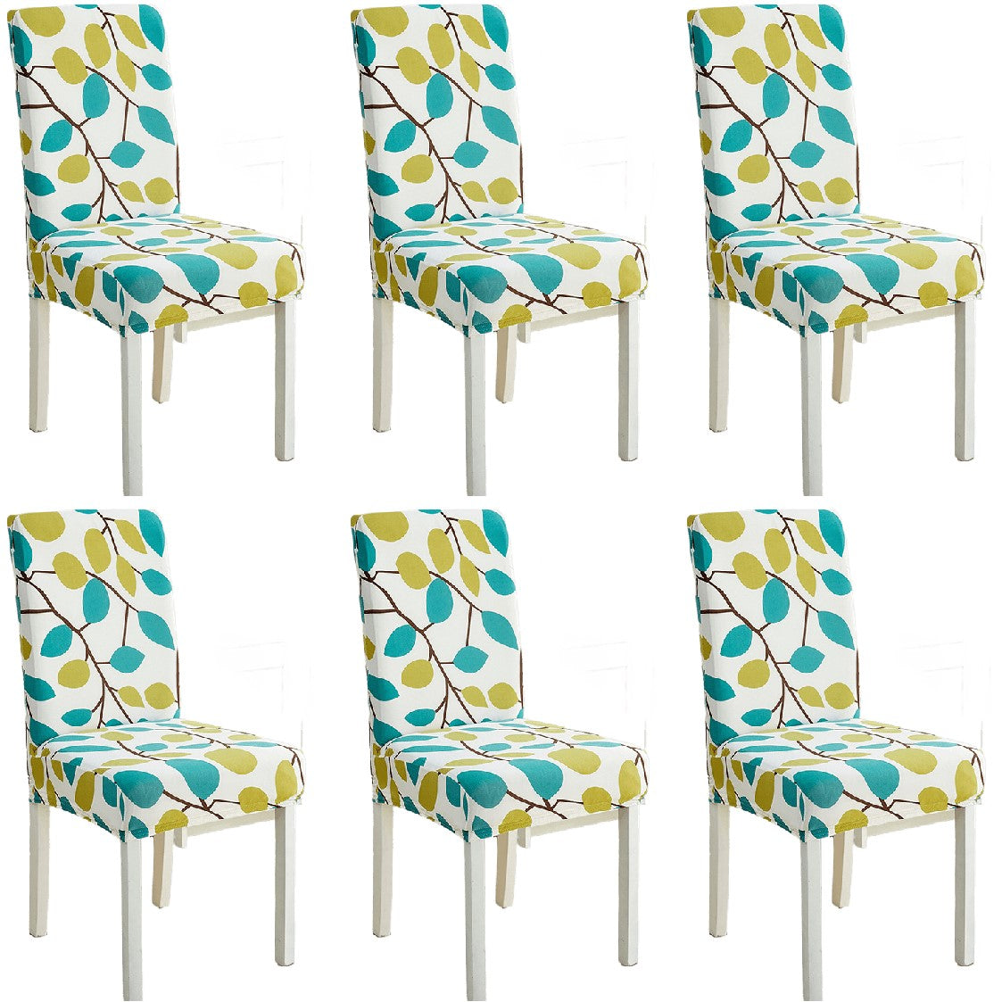 6Pcs Stretch Spandex Dining Room Chair Covers - Leaf