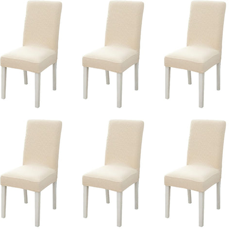 6Pcs Stretch Spandex Dining Room Chair Covers - Cream