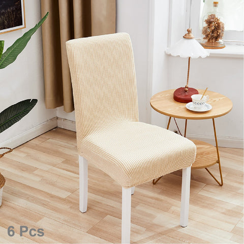 6Pcs Stretch Spandex Dining Room Chair Covers - Cream