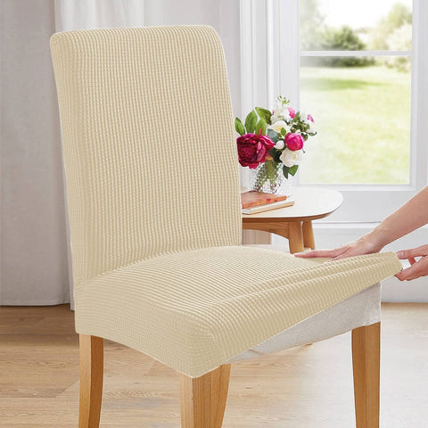 6Pcs Stretch Spandex Dining Room Chair Covers - Cream