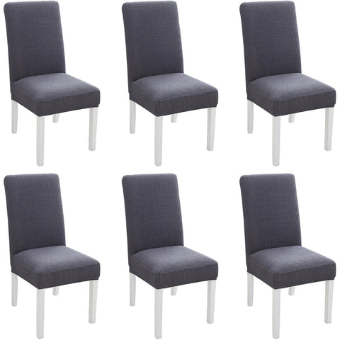 6Pcs Stretch Spandex Dining Room Chair Covers - Grey