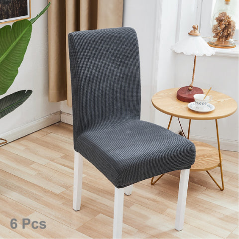 6Pcs Stretch Spandex Dining Room Chair Covers - Grey