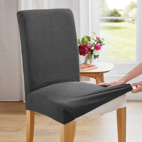 6Pcs Stretch Spandex Dining Room Chair Covers - Grey