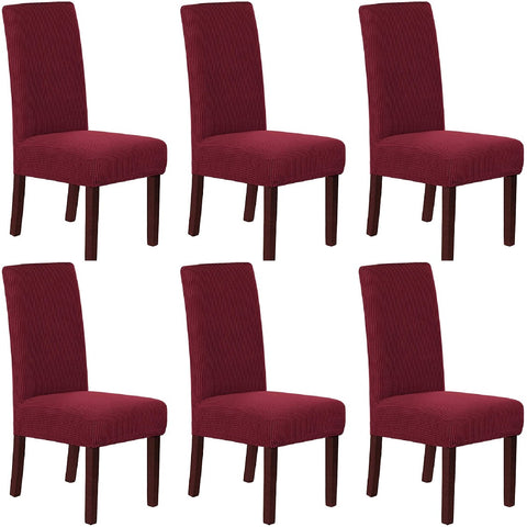 6Pcs Stretch Spandex Dining Room Chair Covers - Red