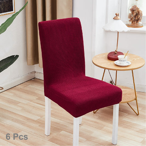 6Pcs Stretch Spandex Dining Room Chair Covers - Red