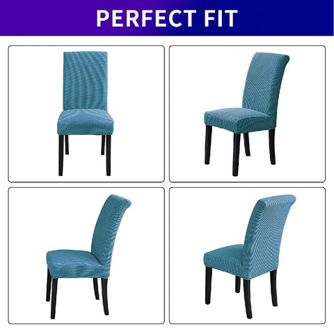 6Pcs Stretch Spandex Dining Room Chair Covers - Turquoise