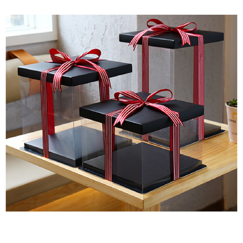 Cake Box Cake Packaging Elegant 13 Inch Cake Box Packaging 18cm Height - Black