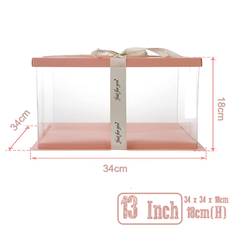Cake Box Cake Packaging Elegant 13 Inch Cake Box Packaging 18cm Height - Pink