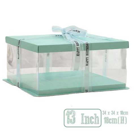 Cake Box Cake Packaging Elegant 13 Inch Cake Box Packaging 18cm Height - Blue