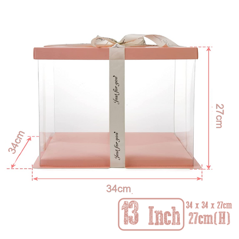 Cake Box Cake Packaging Elegant 13 Inch Cake Box Packaging 27cm Height - Pink