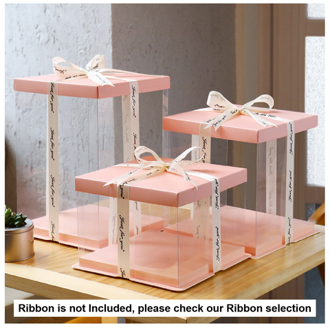 Cake Box Cake Packaging Elegant 13 Inch Cake Box Packaging 27cm Height - Pink