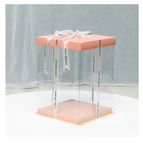 Cake Box Cake Packaging Elegant 13 Inch Cake Box Packaging 37cm Height - Pink