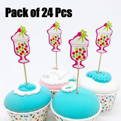 Cupcake Topper Cake Decorations Ice Cream Sundae - Set of 24pcs
