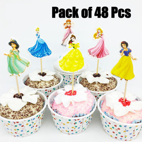 Cupcake Topper Cake Decorations Princesses 48pcs
