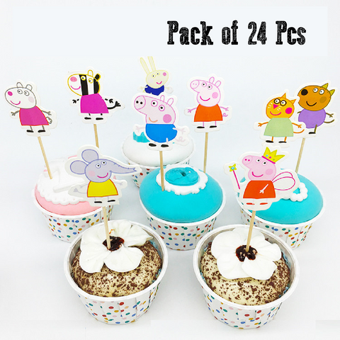 Cupcake Topper Cake Decorations Peppa Pig - Set of 24pcs