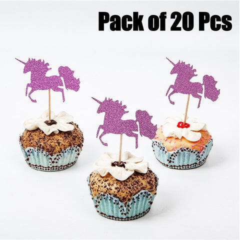Cupcake Topper Cake Decorations Pink Unicorns - Set of 20pcs