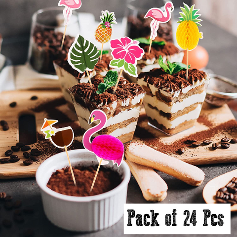 Cupcake Topper Cake Decorations Tropical Theme Flamingo - Set of 24pcs