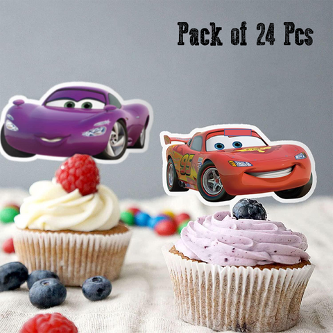 Cupcake Topper Cake Decorations Cars Theme 24pcs