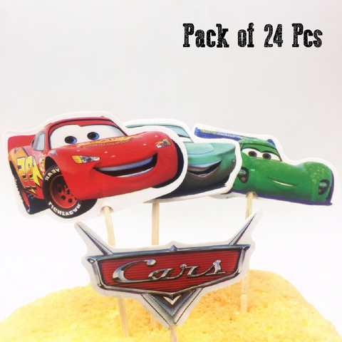 Cupcake Topper Cake Decorations Cars Theme 24pcs