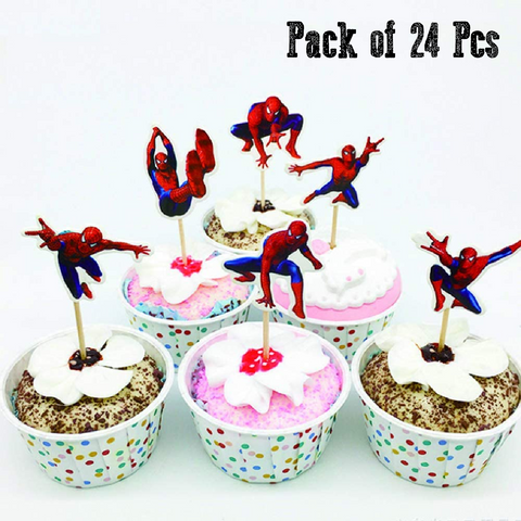 Cupcake Topper Cake Decorations Spiderman - Set of 24pcs