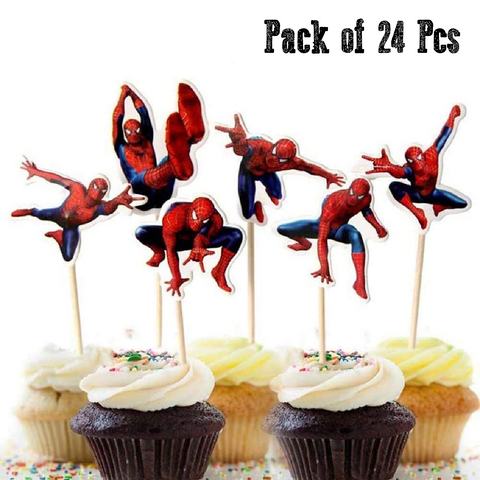 Cupcake Topper Cake Decorations Spiderman - Set of 24pcs