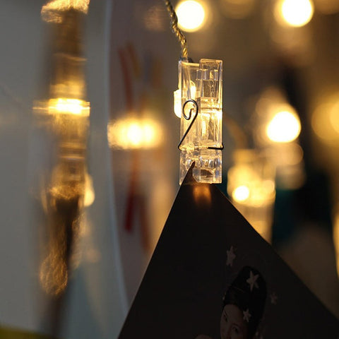 40 LED Fairy String Lights with 50 Clear Clips for Hanging Pictures Photo