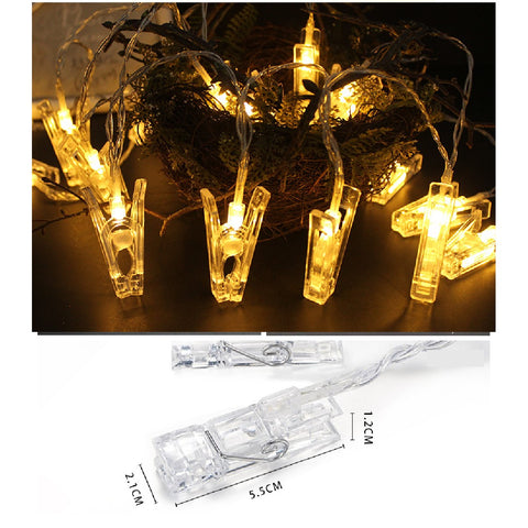 40 LED Fairy String Lights with 50 Clear Clips for Hanging Pictures Photo