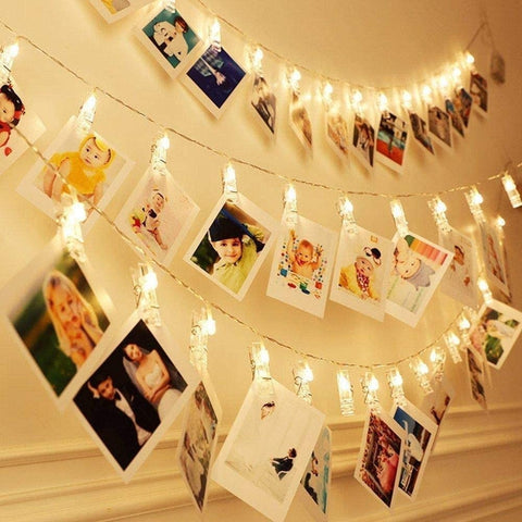 40 LED Fairy String Lights with 50 Clear Clips for Hanging Pictures Photo