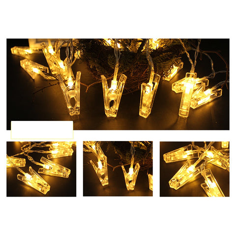 40 LED Fairy String Lights with 50 Clear Clips for Hanging Pictures Photo