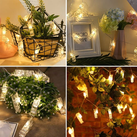 40 LED Fairy String Lights with 50 Clear Clips for Hanging Pictures Photo