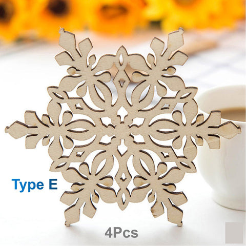 Coffee Coasters Wooden snowflake Set of 4Pcs