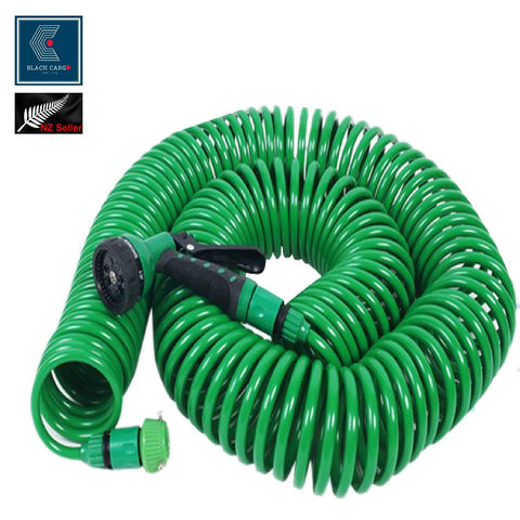 Heavy Duty Garden Water Hose Recoil 750cm Curly Water Hose 7 Function Sprayer