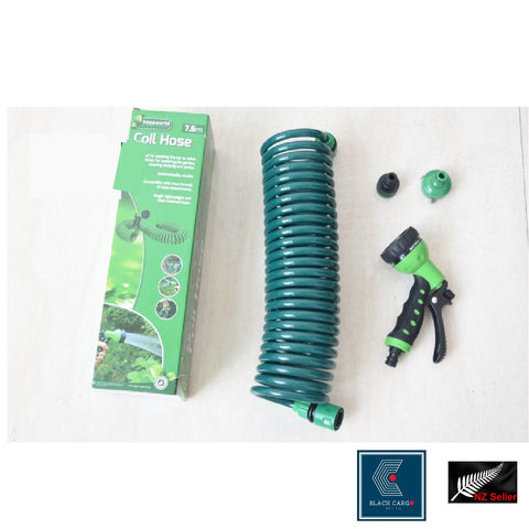 Heavy Duty Garden Water Hose Recoil 750cm Curly Water Hose 7 Function Sprayer