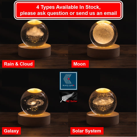 3D Galaxy Crystal Ball Nightlight lamp Table Lamp LED Wooden Base