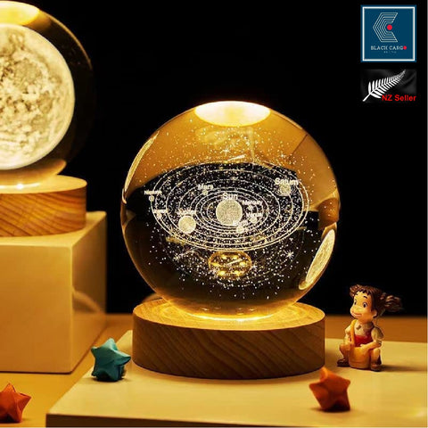 3D Galaxy Crystal Ball Nightlight lamp Table Lamp LED Wooden Base