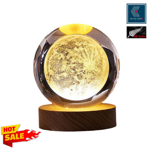 3D Galaxy Crystal Ball Nightlight lamp Table Lamp LED Wooden Base