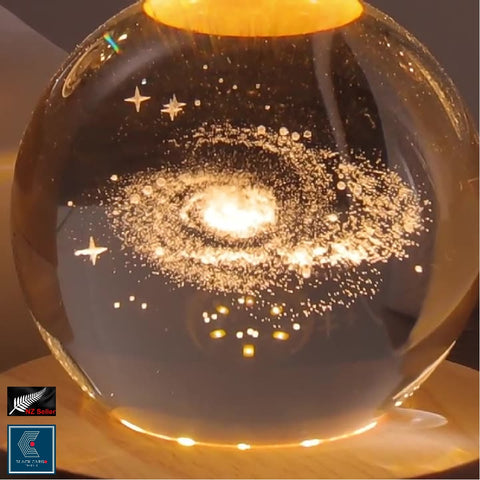 3D Moon Crystal Ball Nightlight lamp Table Lamp LED Wooden Base