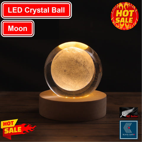 3D Moon Crystal Ball Nightlight lamp Table Lamp LED Wooden Base